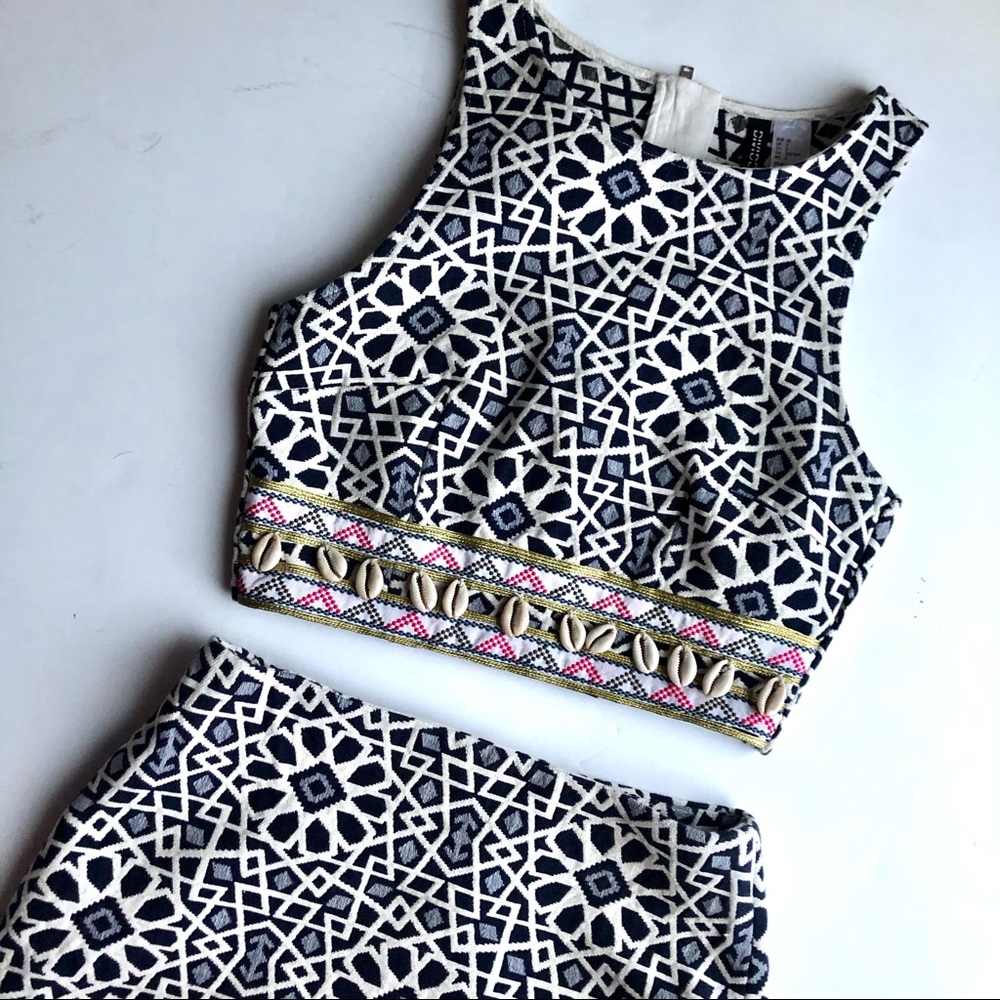2 piece crop skirt set